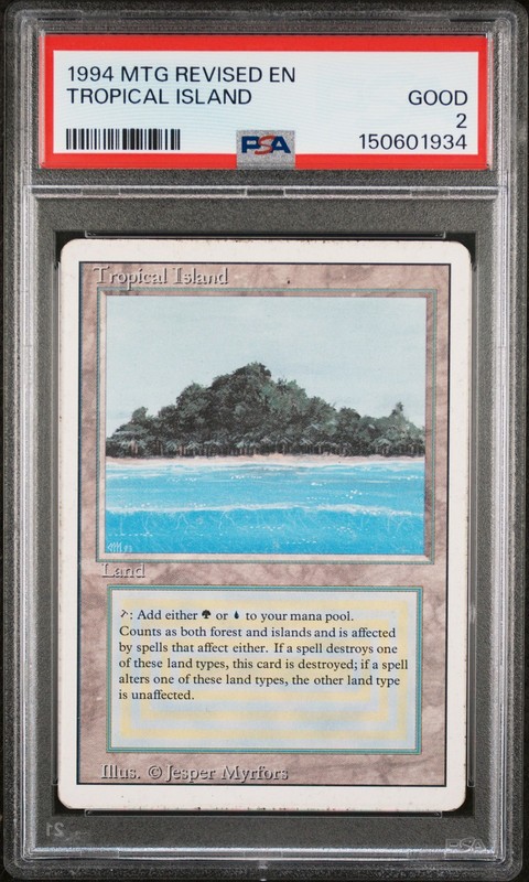 1994 MTG REVISED EDITION TROPICAL ISLAND PSA 2