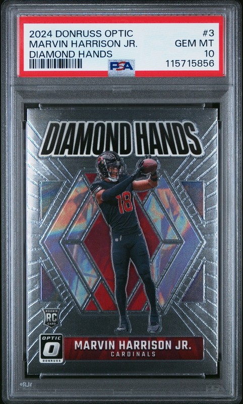 2024 PANINI DONRUSS OPTIC DIAMOND HANDS #3 MARVIN HARRISON JR. PSA 10