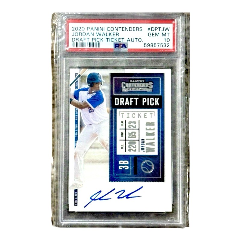 2020 Panini Contenders Jordan Walker Auto PSA 10 RC Draft Ticket view 2