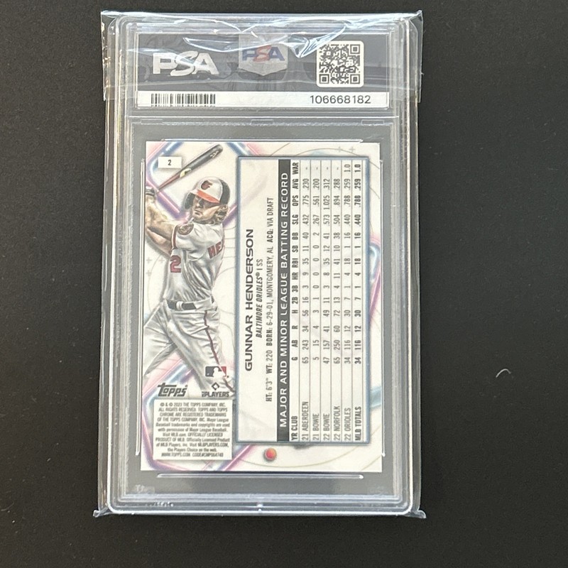 GUNNAR HENDERSON 2023 Topps Cosmic Chrome RC PSA 9 Baltimore Orioles view 2