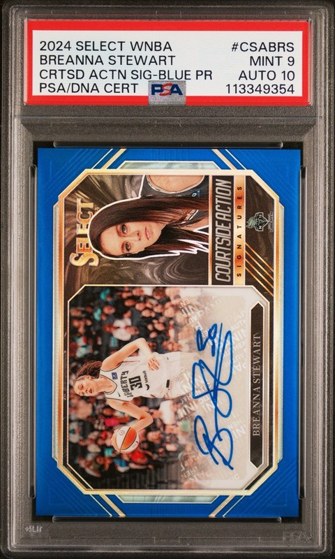 2024 WNBA Select Breanna Stewart Courtside Action Signatures /49 PSA 9 Auto 10