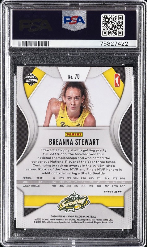 2020 PANINI PRIZM WNBA SILVER PRIZM #70 BREANNA STEWART PSA 10 view 2