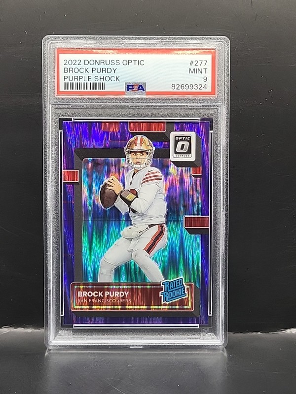 2022 Panini Donruss Optic - Brock Purdy #277 Rated Rookie Purple Shock PSA 9 RC
