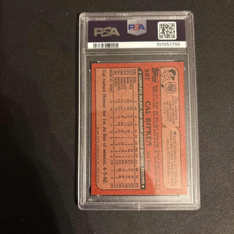 1982 Topps Traded Cal Ripken Jr. #98T Rookie RC PSA 8 NM-MT Baltimore Orioles view 2