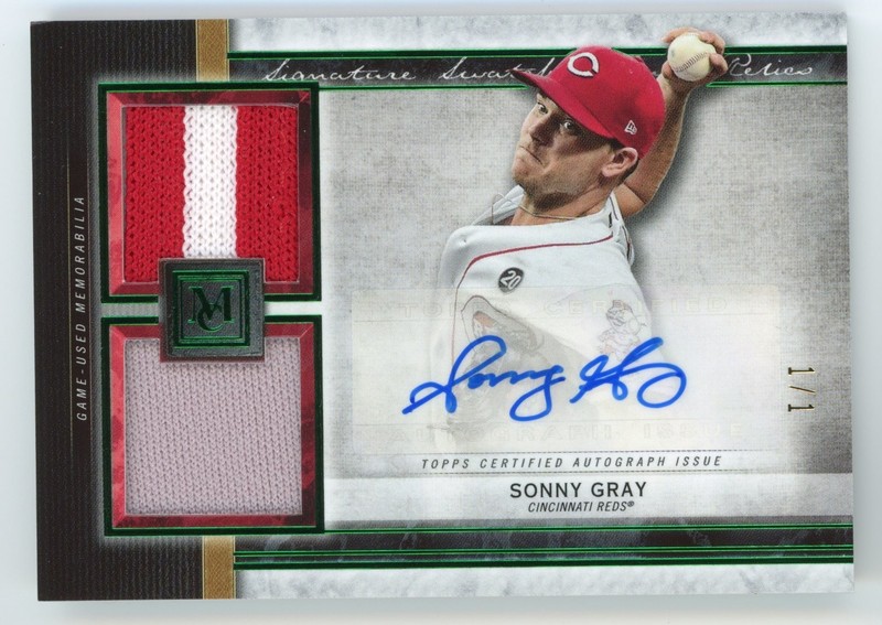 2020 Topps Museum Collection Sonny Gray 1/1 Signature Swatches Dual Patch Auto