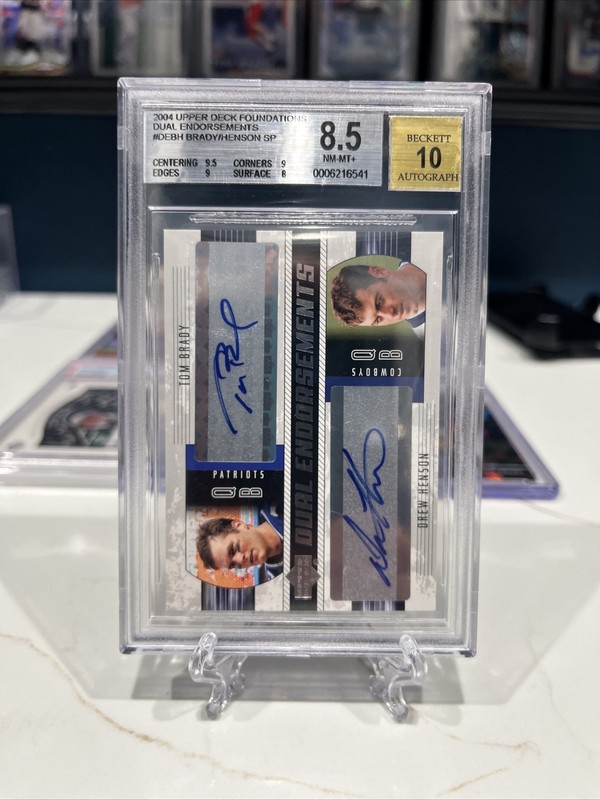 2004 UD Foundations Tom Brady Dual Endorsements Auto 10 BGS 8.5 INVEST HOF pats