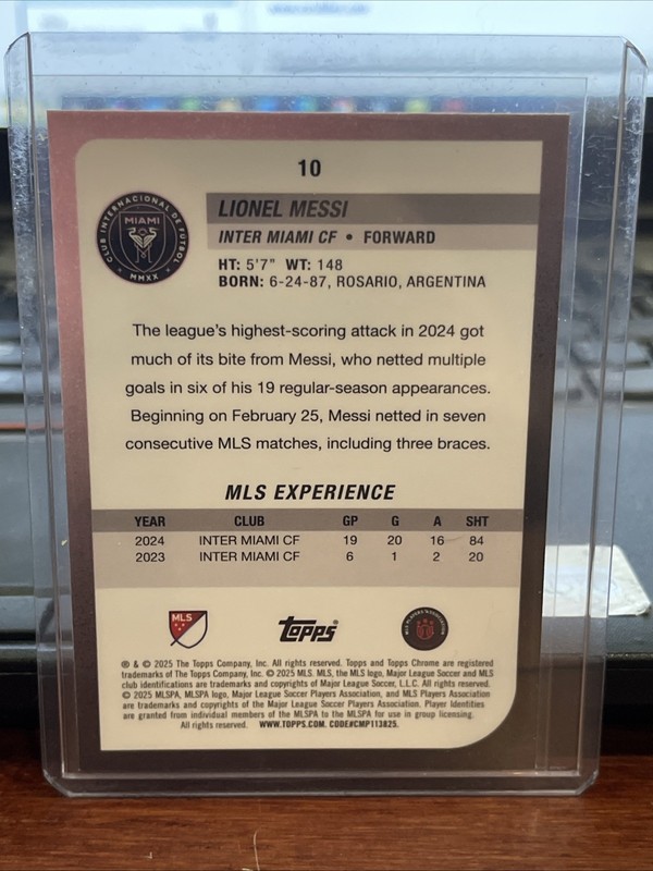 2025 Topps Chrome MLS LIONEL MESSI Base Set #10 Inter Miami FC view 2