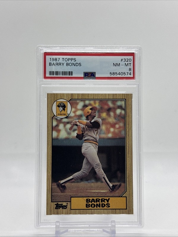 1987 Topps - Barry Bonds #320 (RC) PSA 8 Pittsburgh Pirates Rookie Card HOF view 1