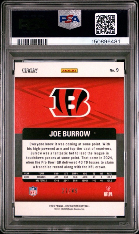 2025 Revolution Joe Burrow Fireworks /49 PSA 9 view 2
