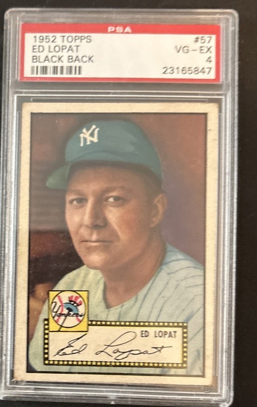 1952 Topps Ed Lopat Black Back #57 PSA 4 VG-EX New York Yankees 