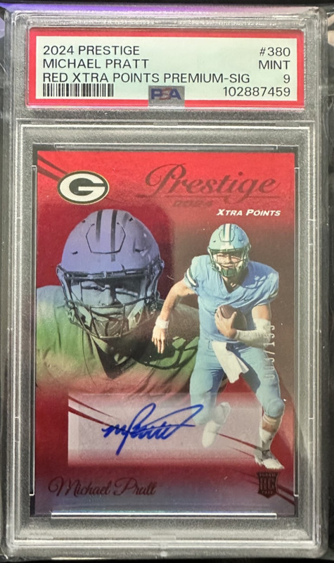 Michael Pratt 2024 Panini Prestige Rookies #380 Xtra Points Red Auto /199 PSA 9