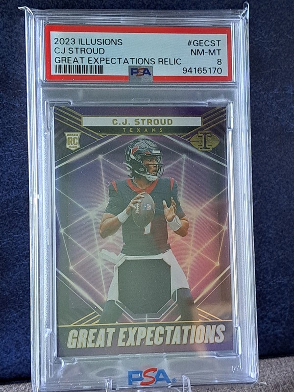 2023 Illusions CJ Stroud Great Expectations Relic RC Football Card #GE-CST PSA 8