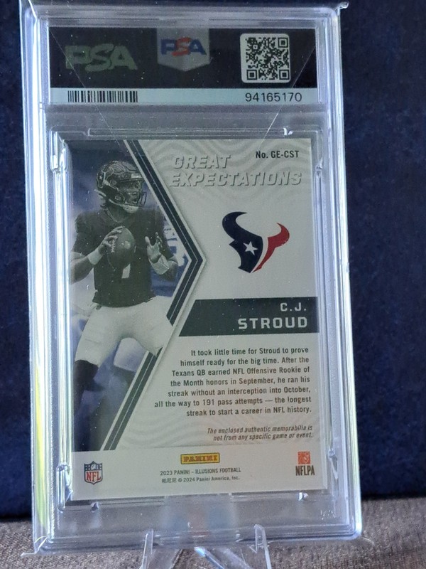 2023 Illusions CJ Stroud Great Expectations Relic RC Football Card #GE-CST PSA 8 view 2