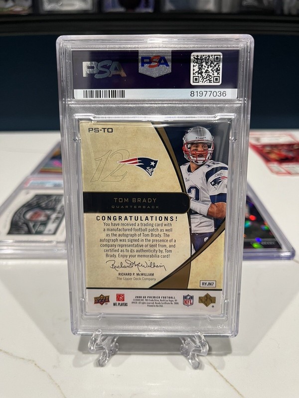 2008 Upper deck Premier Tom Brady PSA AUTHENTIC AUTO 9 #'D /20 GOAT HOF MVP TB12 view 2