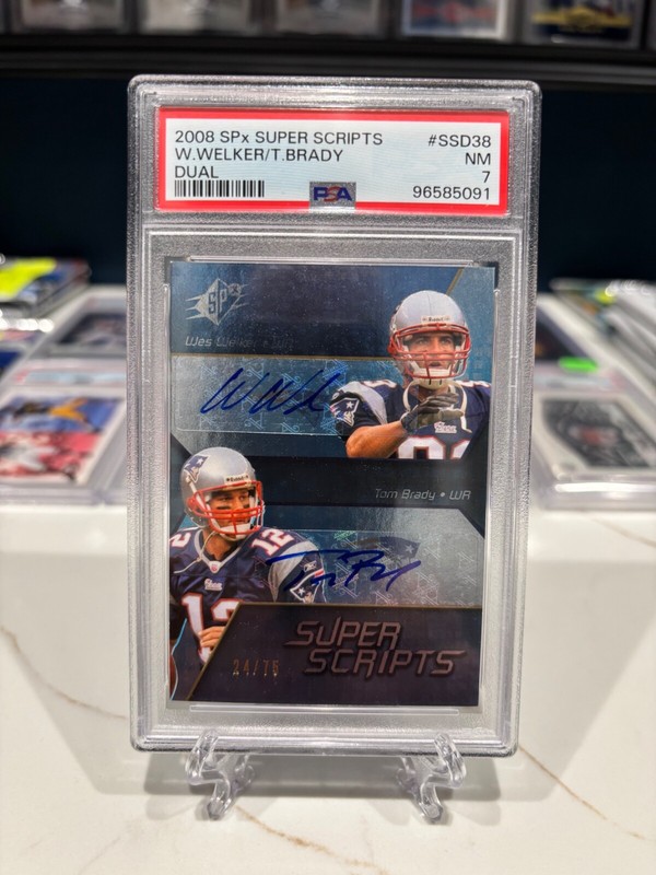 2008 UD SPX AUTO /75 TOM BRADY PSA 7 SUPER SCRIPTS INVEST GOAT HOF MVP TB12