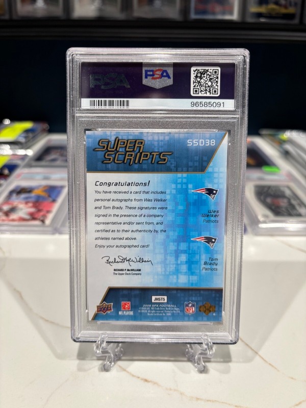 2008 UD SPX AUTO /75 TOM BRADY PSA 7 SUPER SCRIPTS INVEST GOAT HOF MVP TB12 view 2