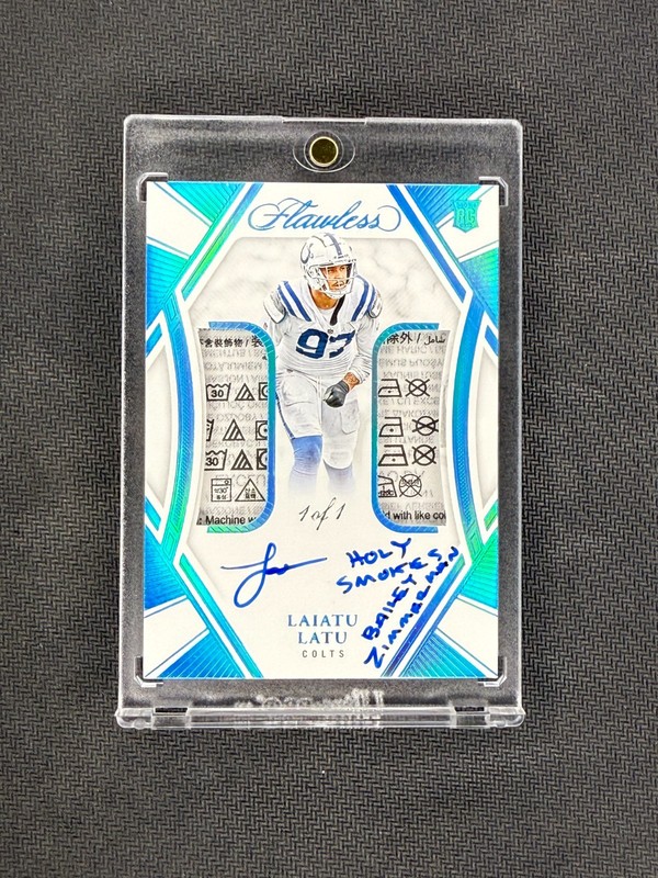LAIATU LATU 2024 Panini Flawless Rookie Dual Patch Auto Platinum RPA 1/1 Colts