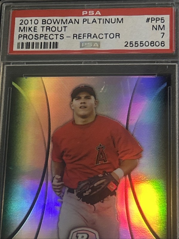 2010 Bowman Platinum Refractor MIKE TROUT Prospect #778/999 Angels #PP5 PSA 7 view 2