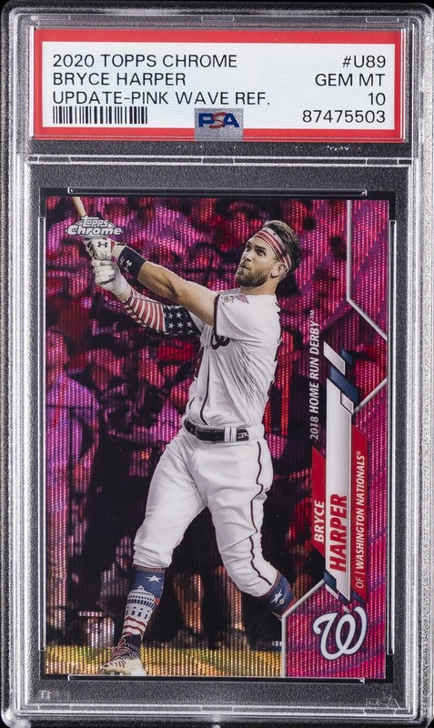 2020 TOPPS CHROME UPDATE PINK WAVE REFRACTOR #U89 BRYCE HARPER PSA 10