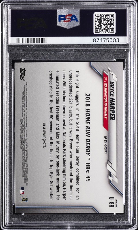 2020 TOPPS CHROME UPDATE PINK WAVE REFRACTOR #U89 BRYCE HARPER PSA 10 view 2