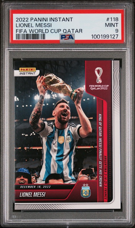 2022 PANINI INSTANT FIFA WORLD CUP QATAR #118 LIONEL MESSI PSA 9