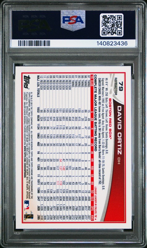 2013 TOPPS CHROME SWINGING-XFRACTOR #79 DAVID ORTIZ PSA 10 view 2