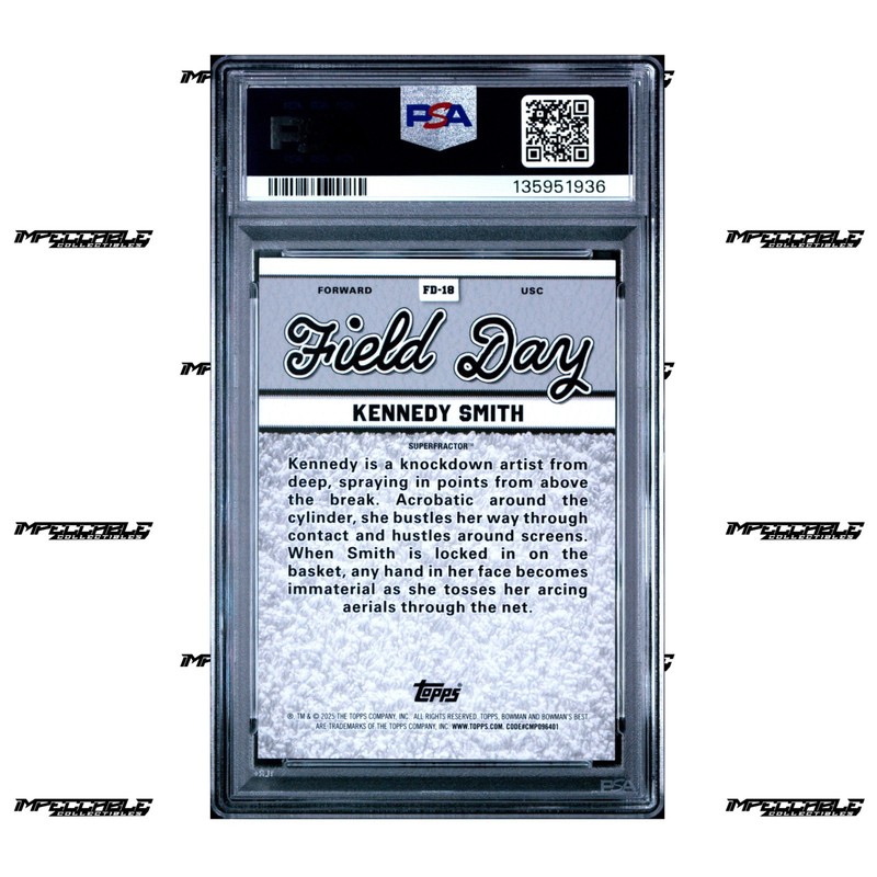 2024-25 Bowman U Best - #FD-18 Kennedy Smith Rookie 1/1 SUPERFRACTOR PSA 10 view 2