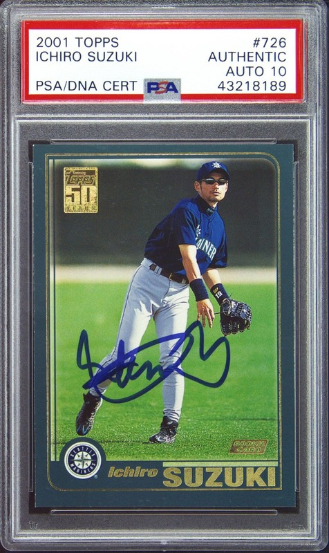 2001 TOPPS #726 ICHIRO SUZUKI ROOKIE RC PSA AUTHENTIC AUTO 10