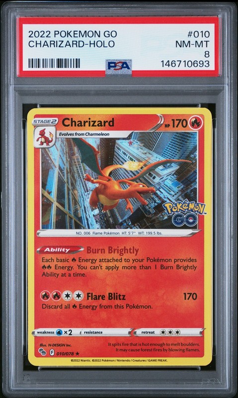 2022 POKEMON GO #010 CHARIZARD-HOLO PSA 8