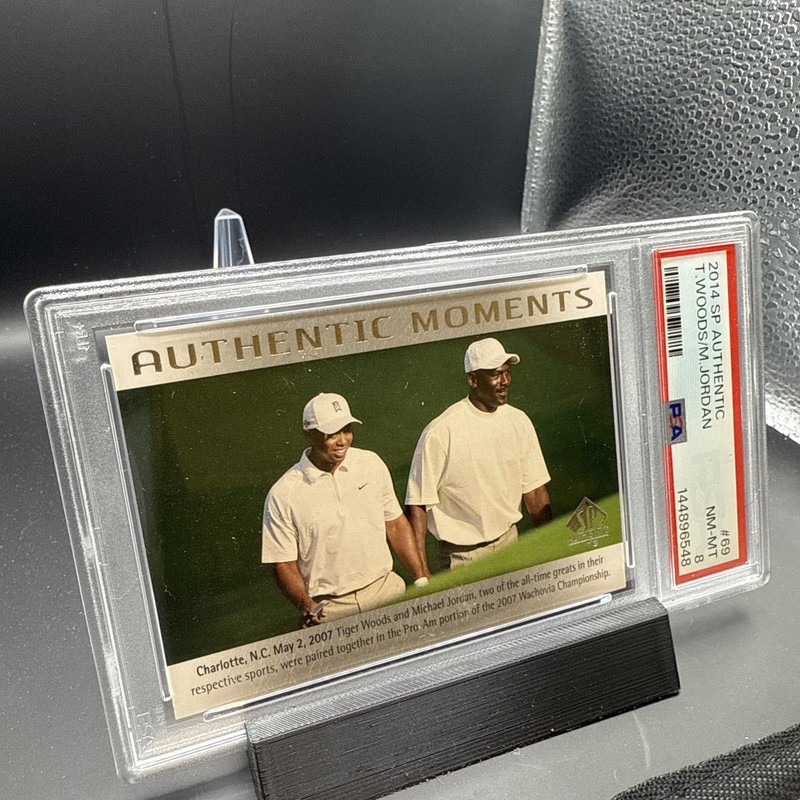 2014 SP Authentic Tiger Woods, Michael Jordan PSA 8 Authentic Moments #69 GOATS
