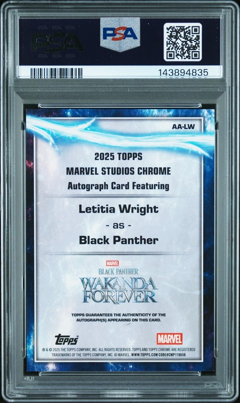 2025 TOPPS MARVEL STUDIOS #LW BLACK PANTHER/LETITIA WRIGHT PSA 6 DNA AUTO 10 view 2