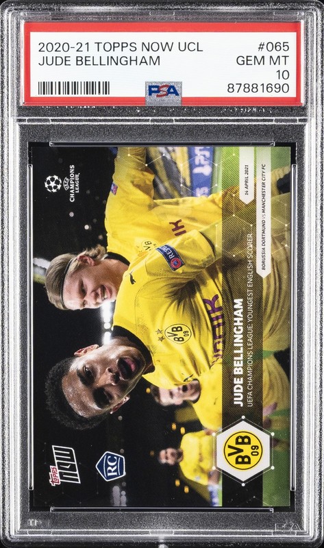 2020 TOPPS NOW CHAMPIONS LEAGUE #065 JUDE BELLINGHAM ROOKIE RC PSA 10