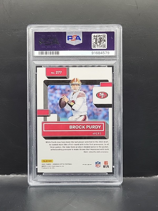 2022 Donruss Optic - Brock Purdy #277 Rated Rookie Optic Holo RC PSA 9 Mint view 2