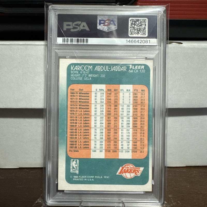 1988-89 Fleer - Kareem Abdul-Jabbar #64 PSA 7 view 2