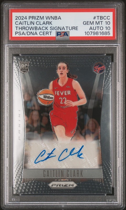 2024 PANINI PRIZM WNBA THROWBACK SIGNATURES #TBCC CAITLIN CLARK PSA 10 AUTO 10