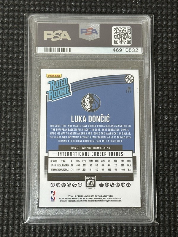 2018 PANINI DONRUSS OPTIC #177 LUKA DONCIC ROOKIE RC PSA 10 view 2