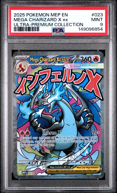 2025 POKEMON MEP EN-ME BLACK STAR PROMO #023 MEGA CHARIZARD X EX PSA 9