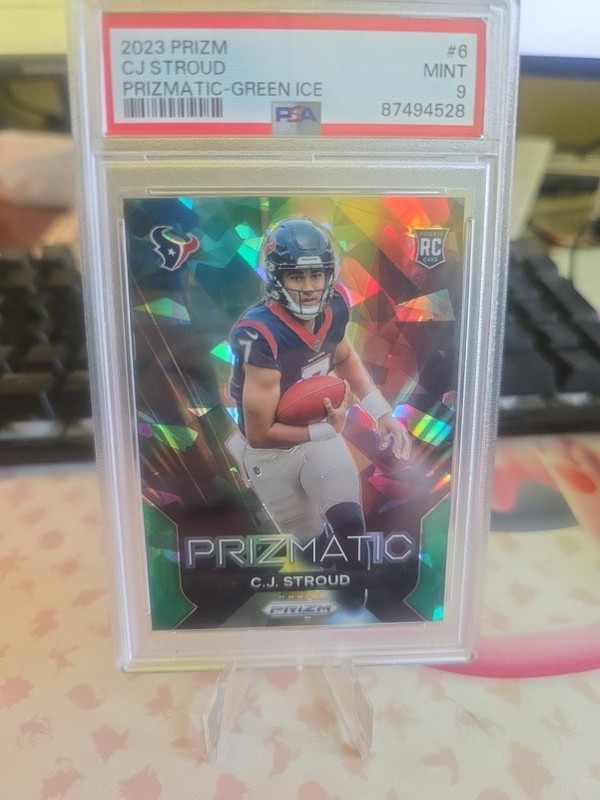2023 PANINI PRIZM PRIZMATIC GREEN ICE #6 CJ STROUD ROOKIE RC PSA 9