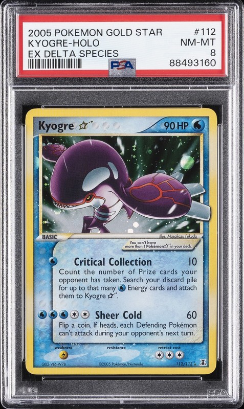 2005 POKEMON EX DELTA SPECIES GOLD STAR #112 KYOGRE-HOLO PSA 8