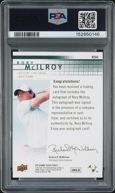 2014 SP GAME USED '01 UD RETRO #R50 RORY MCILROY 7/25 PSA AUTHENTIC AUTO 10 view 2