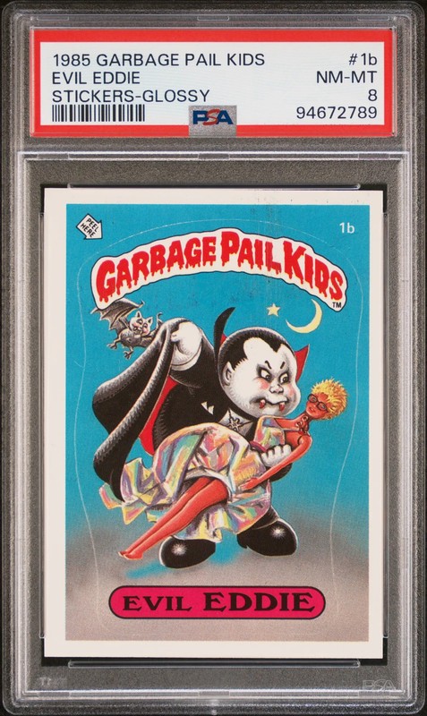 1985 Garbage Pail Kids Series 1 OS1 Evil Eddie #1b Glossy PSA 8
