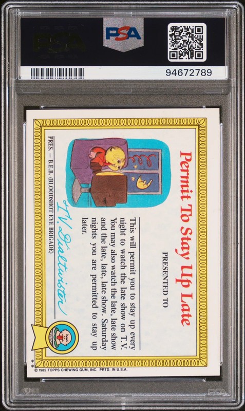 1985 Garbage Pail Kids Series 1 OS1 Evil Eddie #1b Glossy PSA 8 view 2