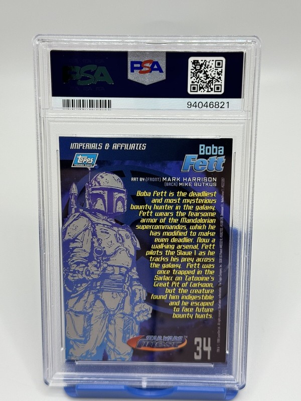 1996 TOPPS FINEST STAR WARS BOBA FETT #34 PSA 9 MINT VINTAGE view 2
