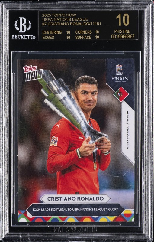 2025 TOPPS NOW UEFA NATIONS LEAGUE #7 CRISTIANO RONALDO BGS 10 BLACK LABEL