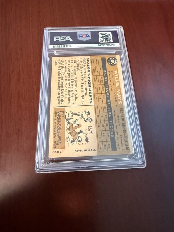 1960 Topps #200 Willie Mays HOF. PSA 2 view 2
