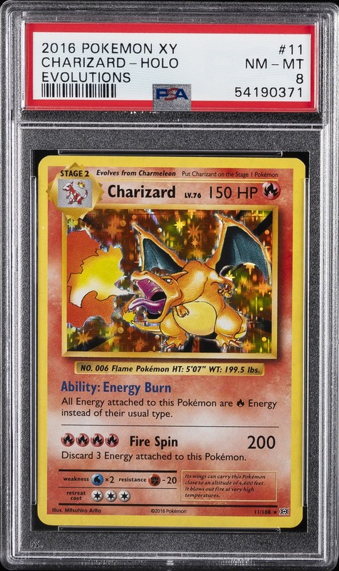 2016 POKEMON XY EVOLUTIONS #11 CHARIZARD-HOLO PSA 8