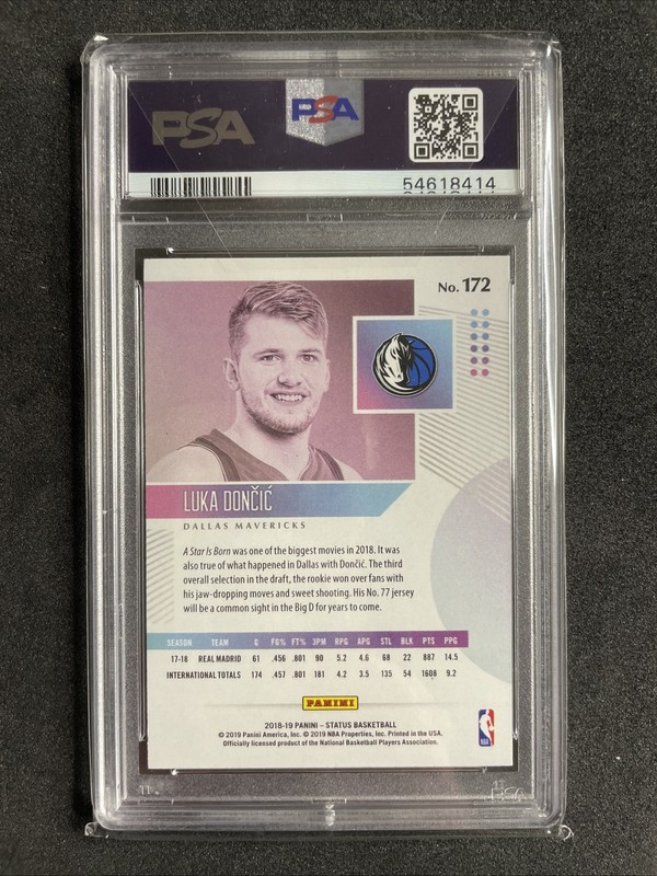 2018 Panini Status #172 Luka Doncic RC Rookie PSA NM view 2