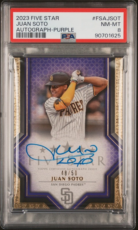 2023 Topps Five Star #FSA-JSOT Juan Soto Purple PSA 8 #/50 view 1