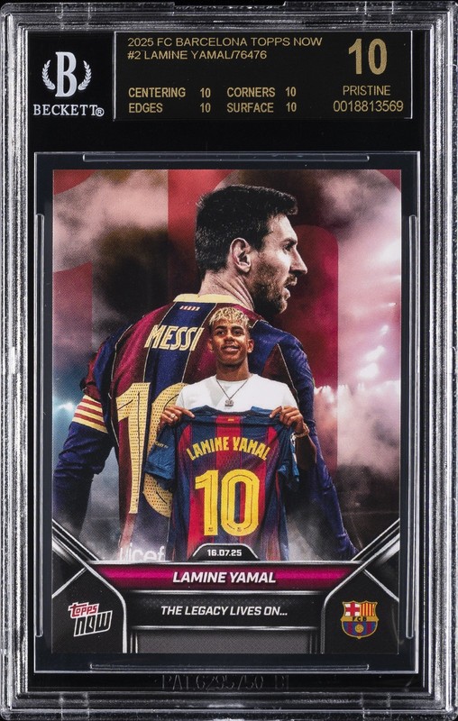 2025 FC BARCELONA TOPPS NOW #2 LAMINE YAMAL BGS 10 BLACK LABEL