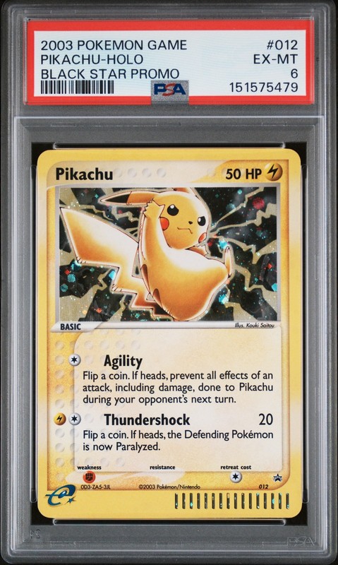 2003 POKEMON BLACK STAR PROMO #012 PIKACHU-HOLO PSA 6